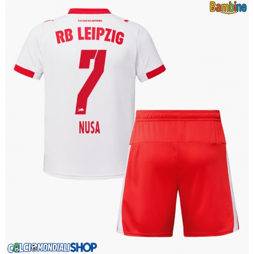 Maglie da calcio RB Leipzig Antonio Nusa #7 Prima Maglia Bambino 2025-26 Manica Corta + Pantaloni corti)